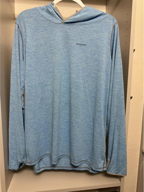 Patagonia Other - Patagonia Lightweight Blue Hooded Pullover Shirt, Size Large